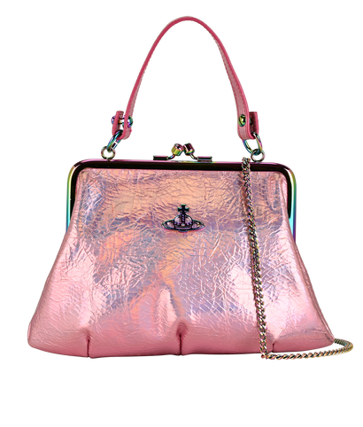 Granny Frame Purse, &pound;95, Handbags, Pink, Faux Leather, Front view